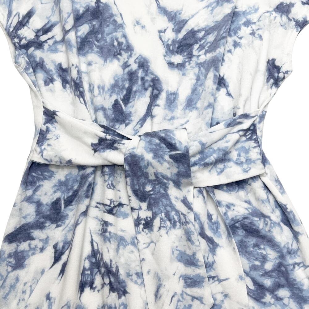New Directions |‎ Blue Tie Dye T-Shirt Dress Casual Short Sleeve Belted | Medium - Picture 4 of 8